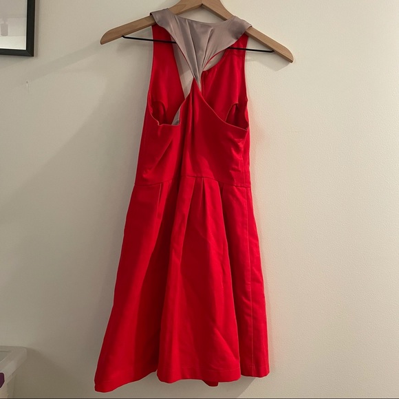 Bb Dakota red zip front dress with silver satin twist back - Picture 5 of 5